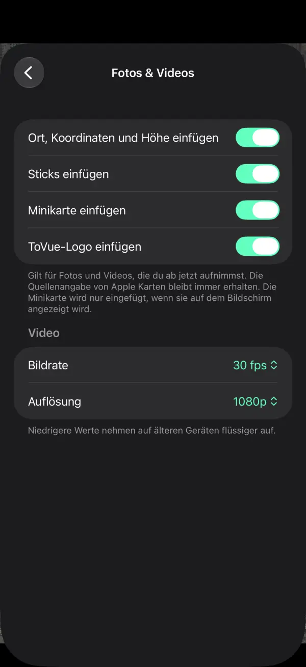 Selbst bestimmen, was ins Bild kommt — Sticks oder Minikarte einfügen