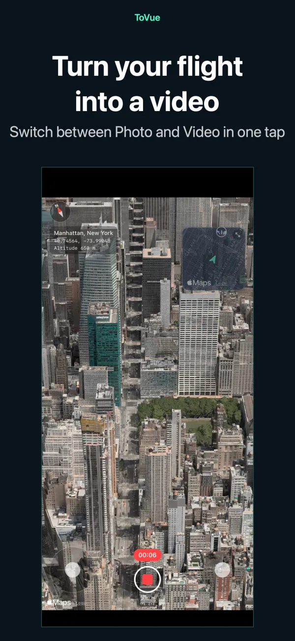 Turn your flight into a video — Switch between Photo and Video in one tap