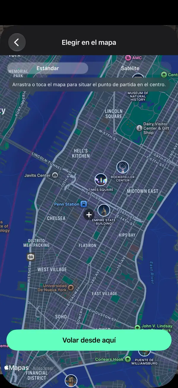 Elige dónde empezar — Con la búsqueda, el mapa o el minimapa