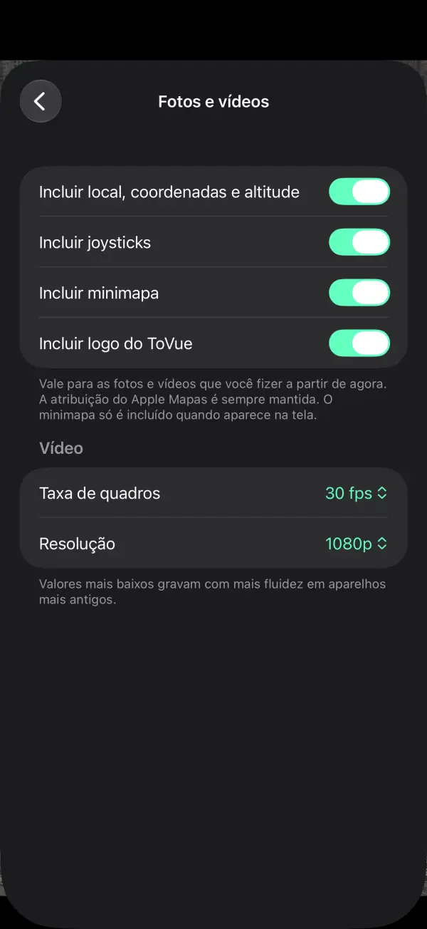 Decida o que entra em cada captura — Inclua os joysticks ou o minimapa
